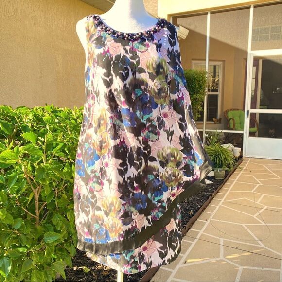 LAURA PETITES LAVENDER FLORAL SLEEVELESS LAYERED DRESS 6P NWT - Picture 15 of 17